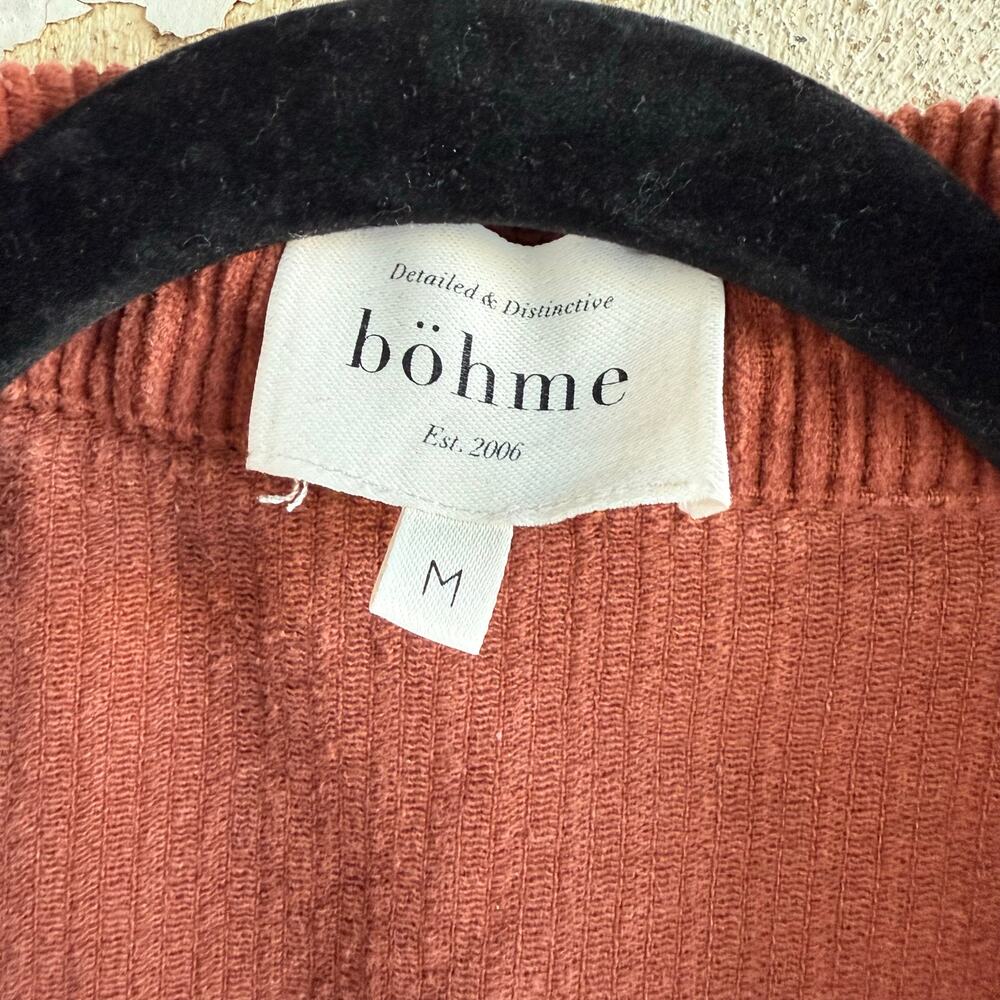 Bohme Corduroy Shirt Jacket Rust Brown Shacket Womens M Raw Hem Earthy Basic - Picture 6 of 10